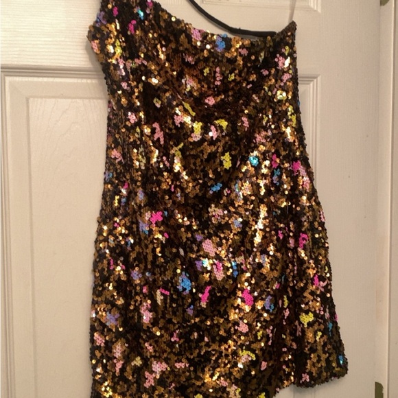 Cosmopolitan mini Dress The Population Y2K Leopard Rainbow Sequin ,sexy and fun - Picture 3 of 4